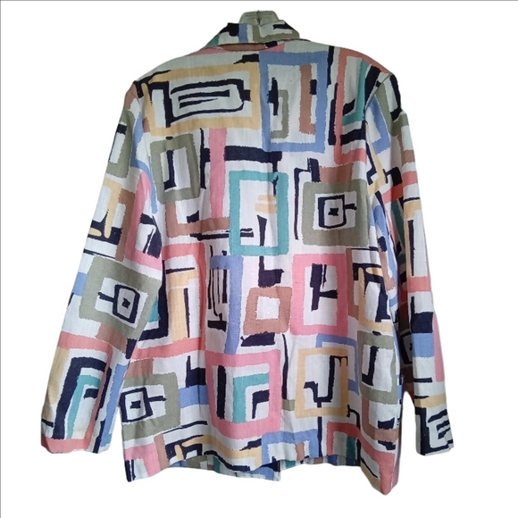Blair Women's Colorful Geometric Blazer Vintage 16 - Picture 5 of 11